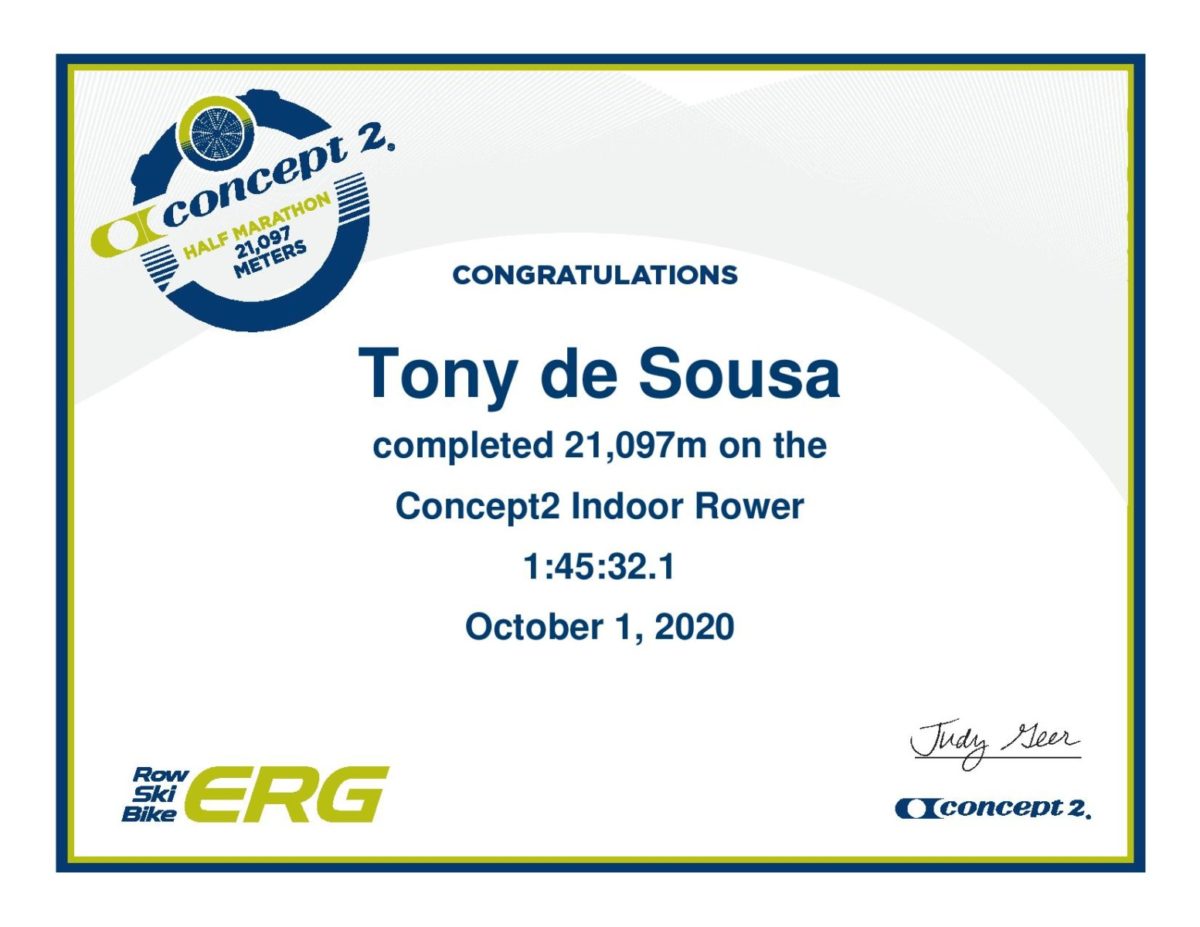 Half Marathon on the Indoor Rower - 2020 Oct 1
