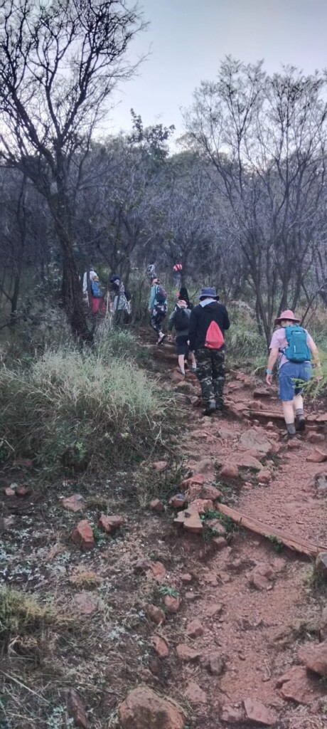 Hikers ascending towards Viewpoint 1 at Klipriviersberg Nature Reserve