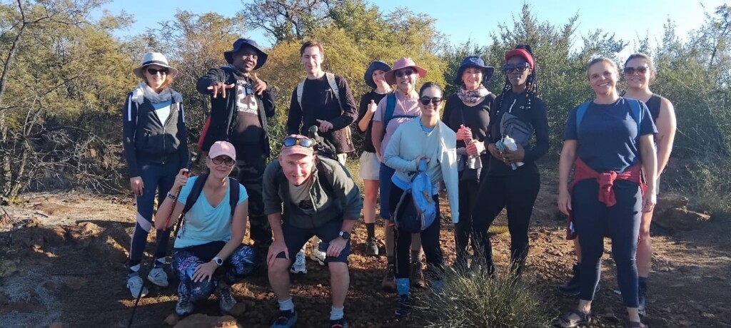 Group hikers at Viewpoint 1 in Klipriviersberg Nature Reserve Johannesburg