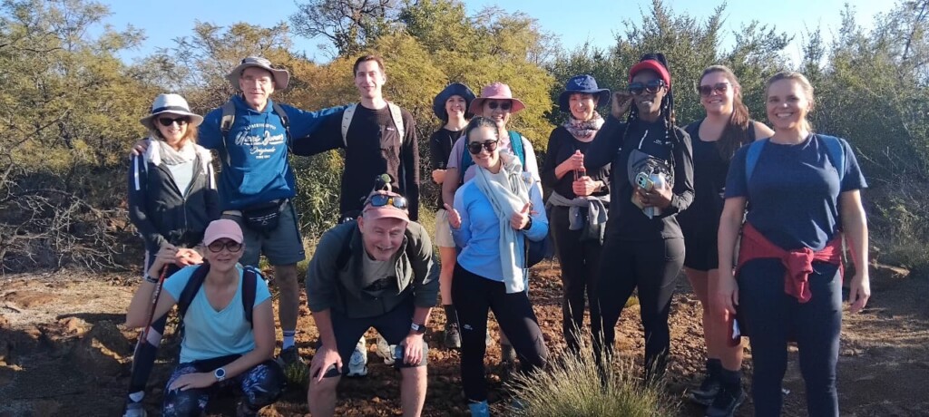 Group hikers at Viewpoint 1 in Klipriviersberg Nature Reserve Johannesburg