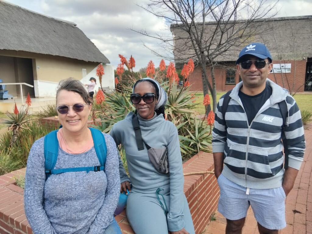 Hikers relaxing near the South Entrance after completing an 11 km social hike at Klipriviersberg Nature Reserve.