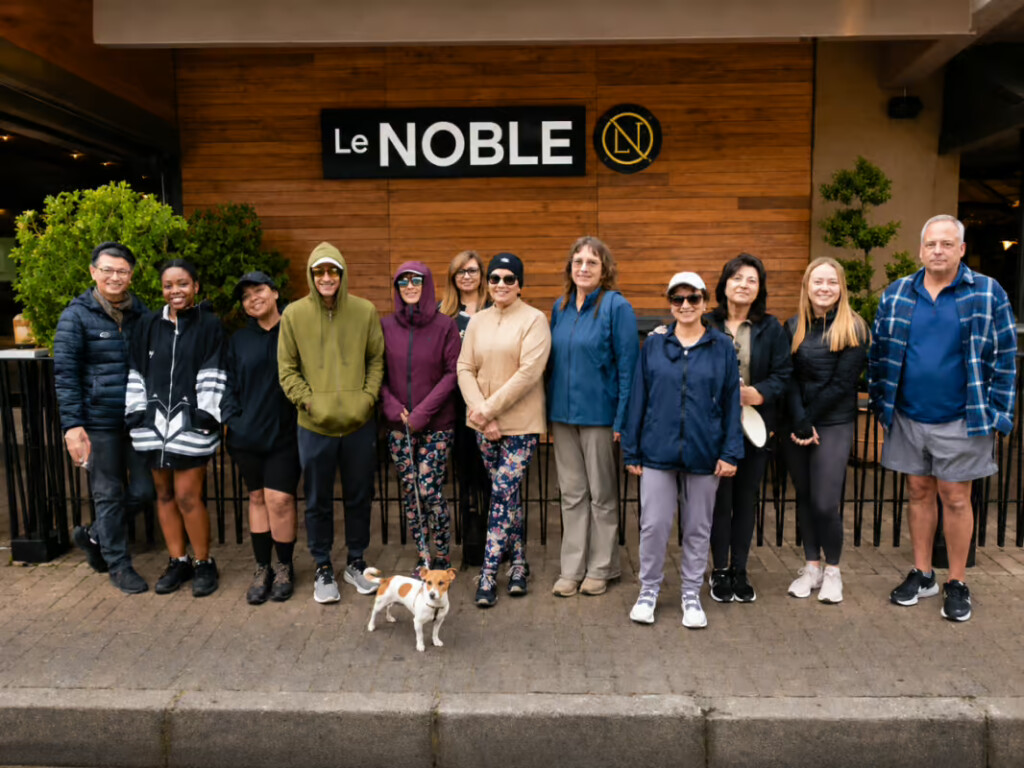 Hikes, Walks & Fitness Group gathered outside Le Noble Bedfordview before a 7 km walk